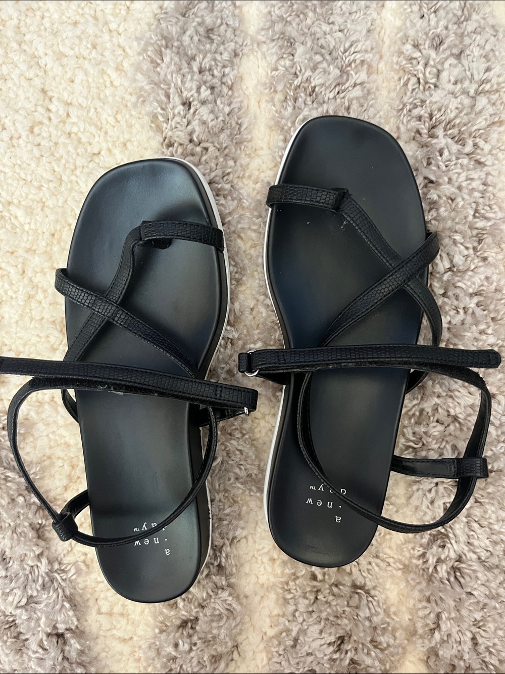 a new day Black Cross-Strap Sandals
